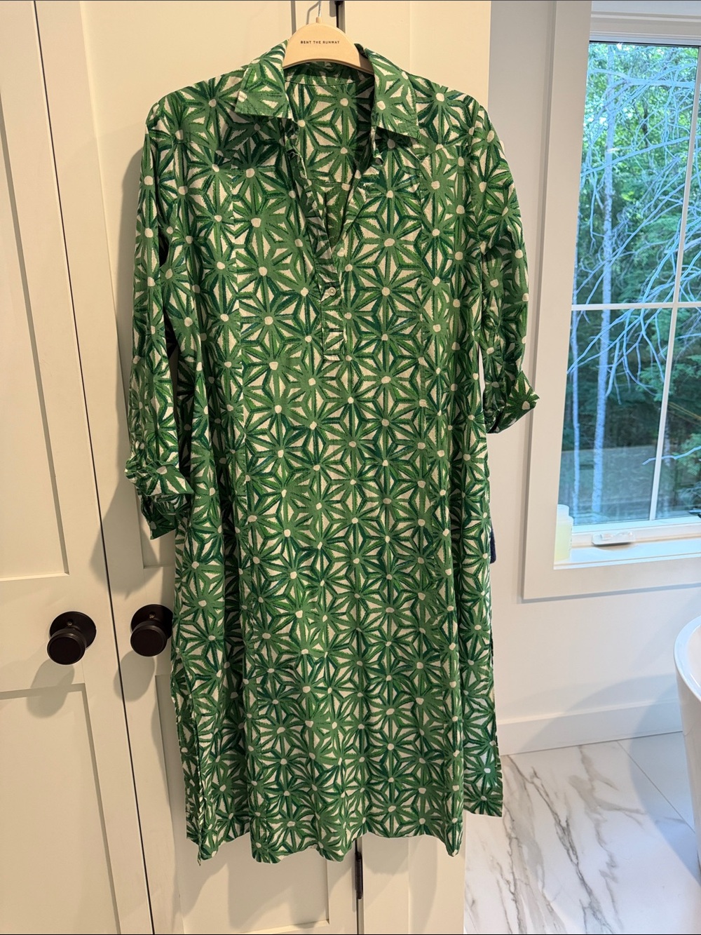 Ro's Garden Green Leaf Cotton kaftan M